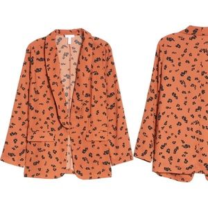 Leith Floral Print Blazer Rust and Black size XS